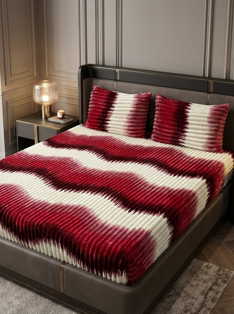Puffy Winter Bedsheet – King Size | Soft & Cozy Printed Bedsheet with 2 Pillow Covers