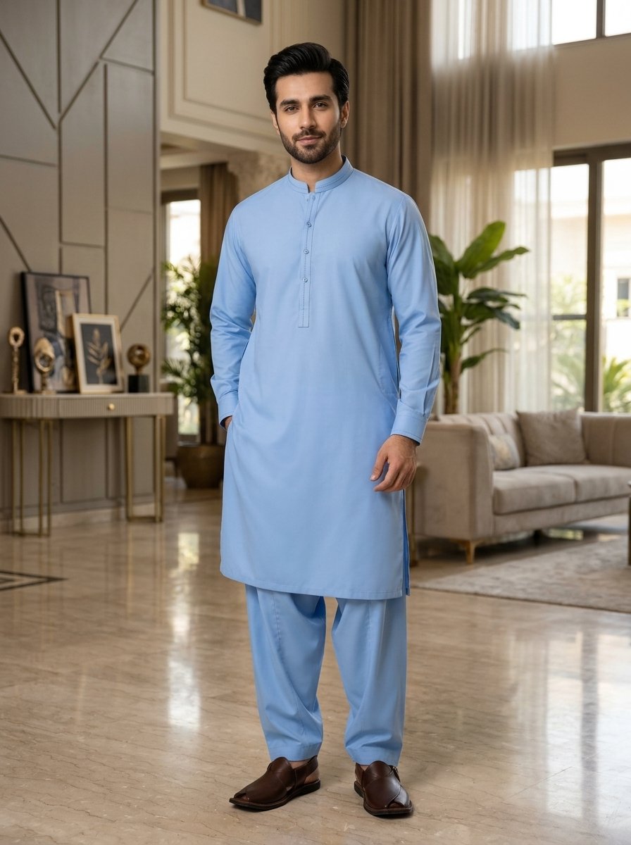 Sky Men’s Tropical Wash & Wear Fabric – 4 Meter Unstitched Suit