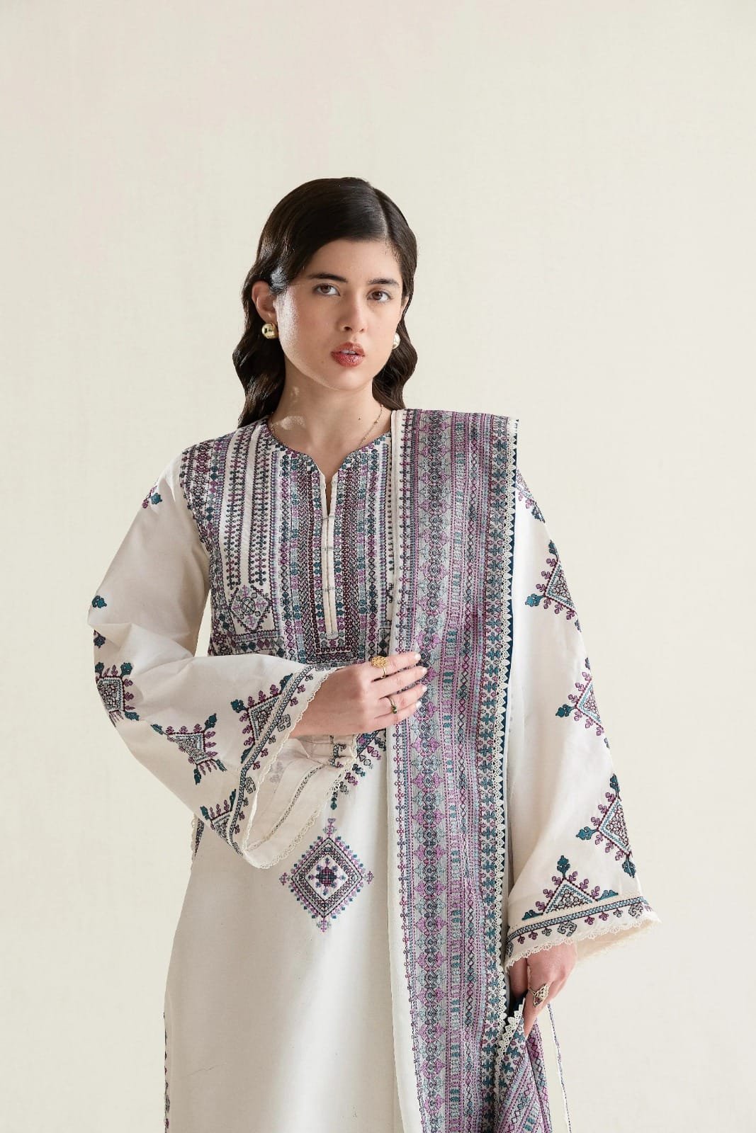 Noor-e-Pashmina Dhanak 3PC Winter Suit Image 2