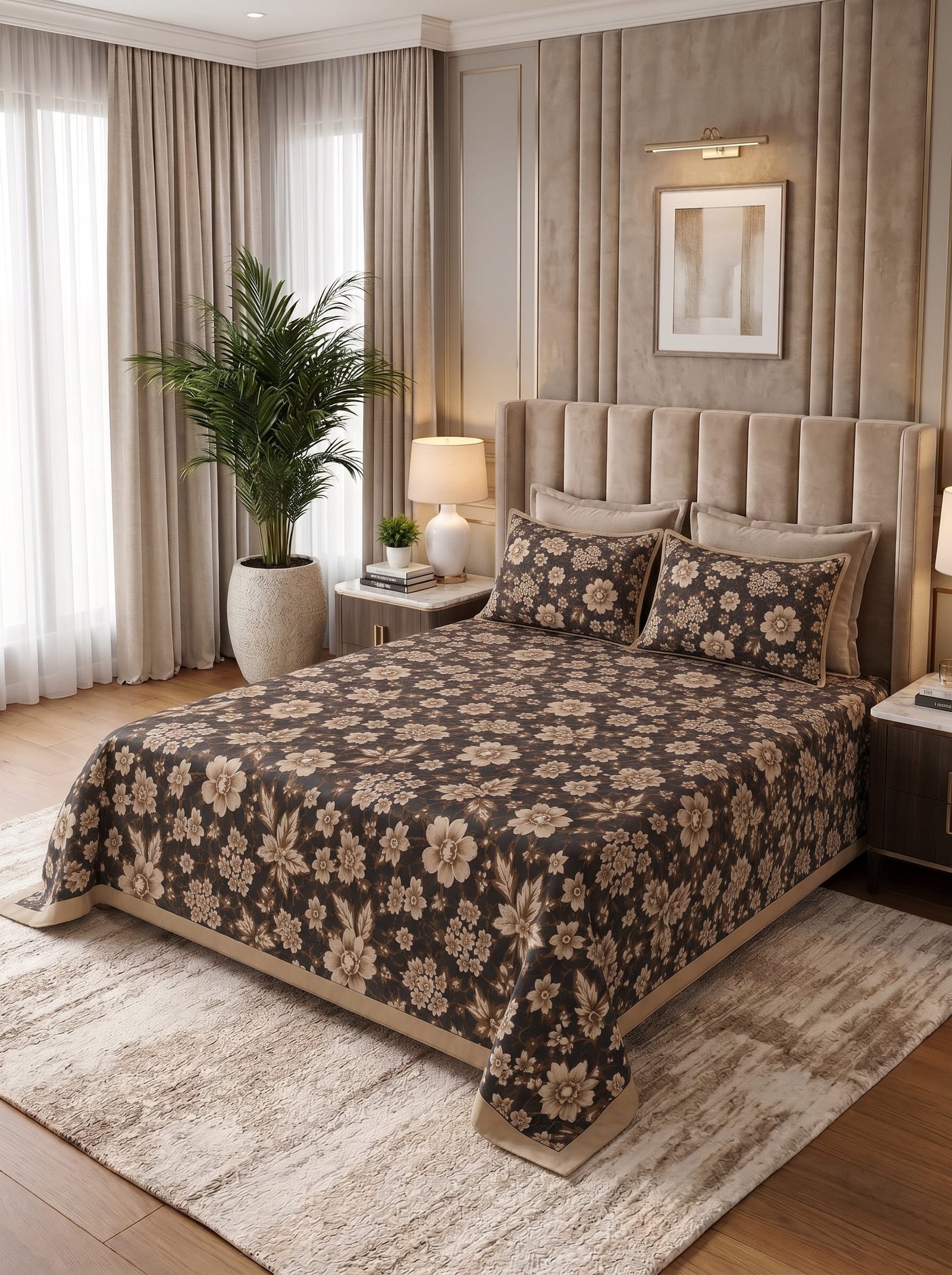 Premium Cotton King Size Bedsheet Set with 2 Pillowcases – 3 Piece Bedding Set