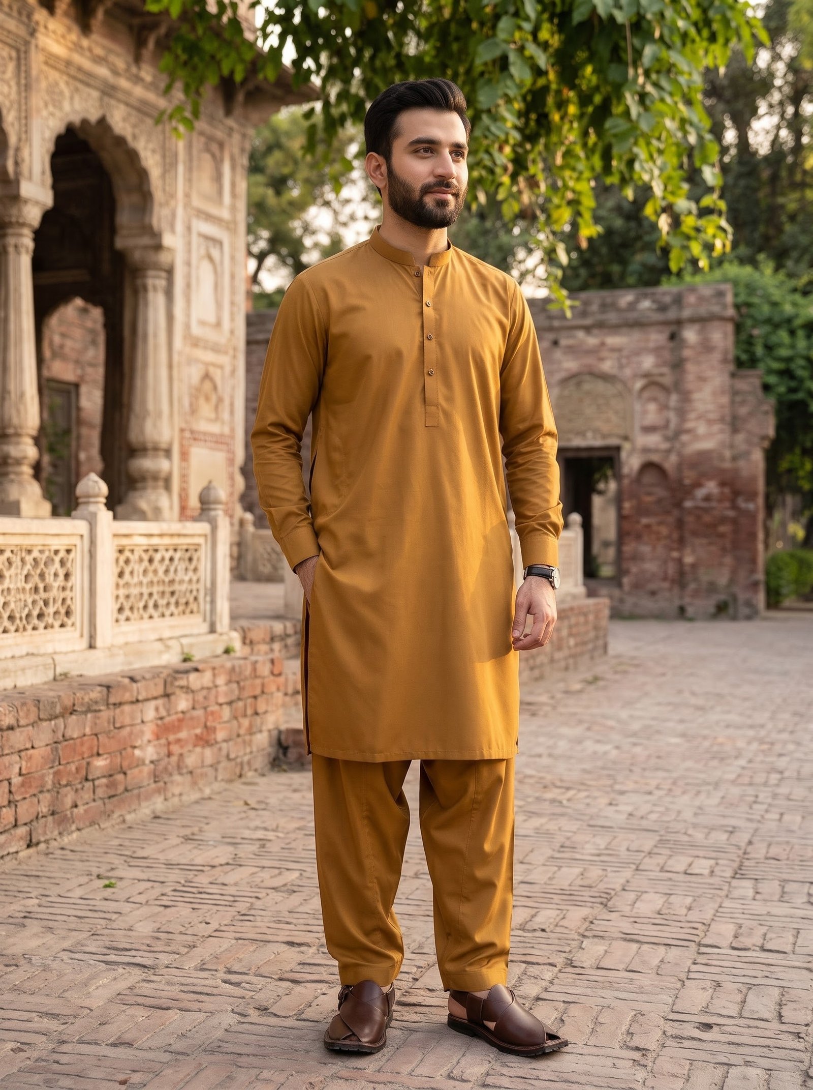 Cinnamon Brown Premium Microfiber Wash & Wear Fabric for Men – 4 Meter Unstitched Suit | Image 2