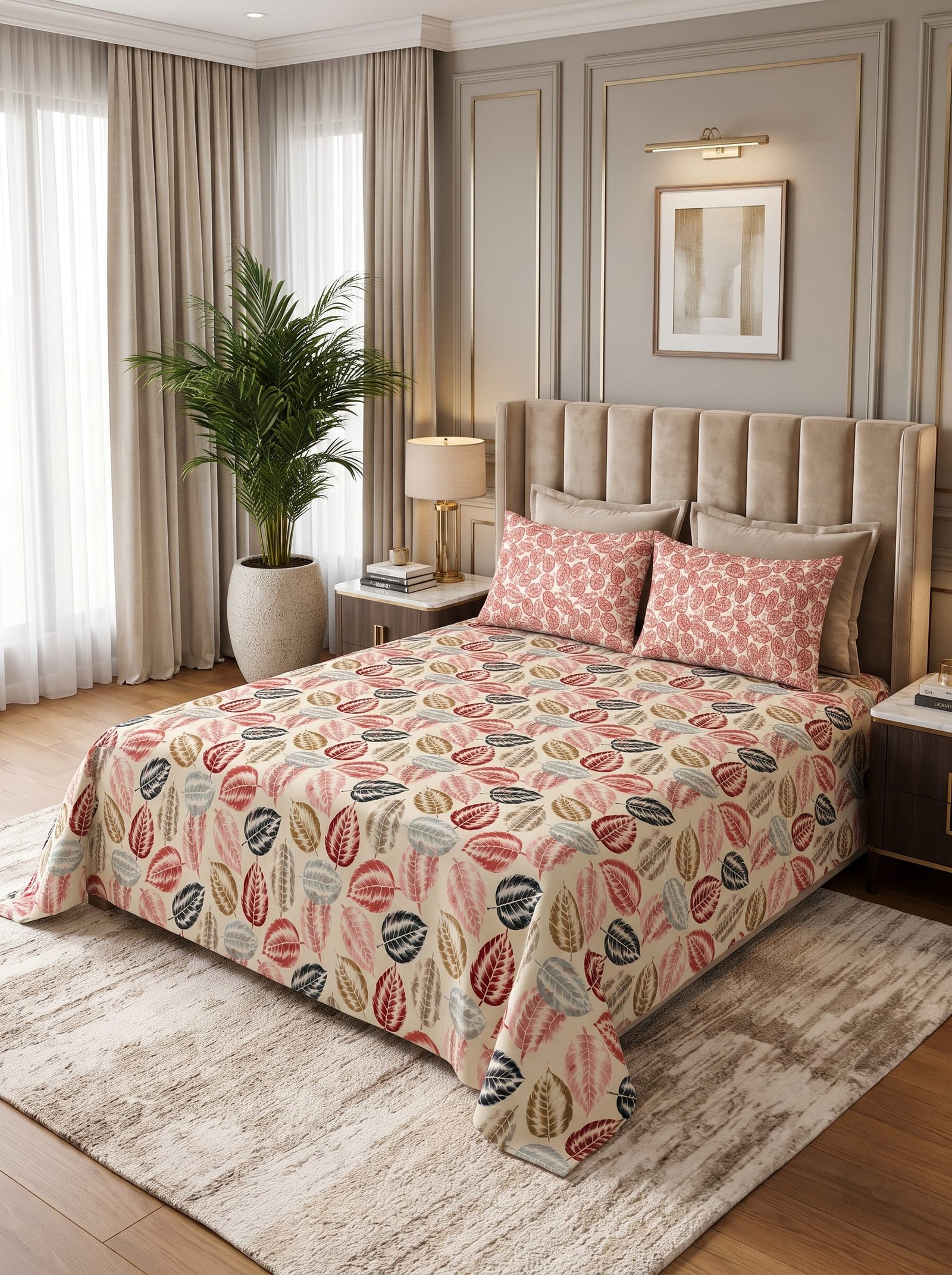 Premium Cotton King Size Bedsheet Set with 2 Pillowcases – 3 Piece Bedding Set