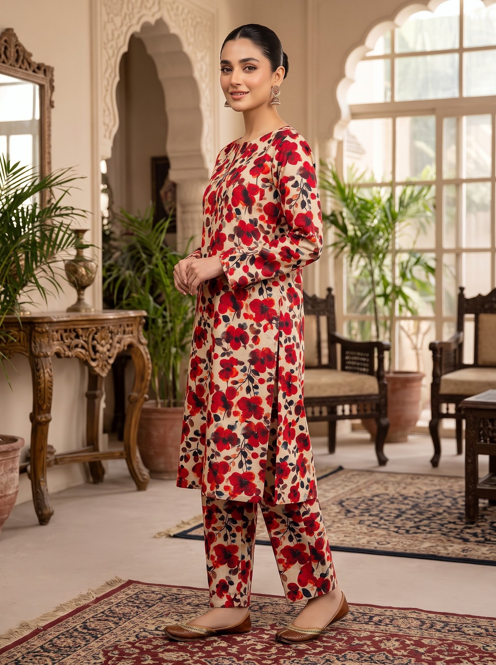 Petals Blooming Print Khaddar 2 Piece Suit – Digital Printed Winter Collection