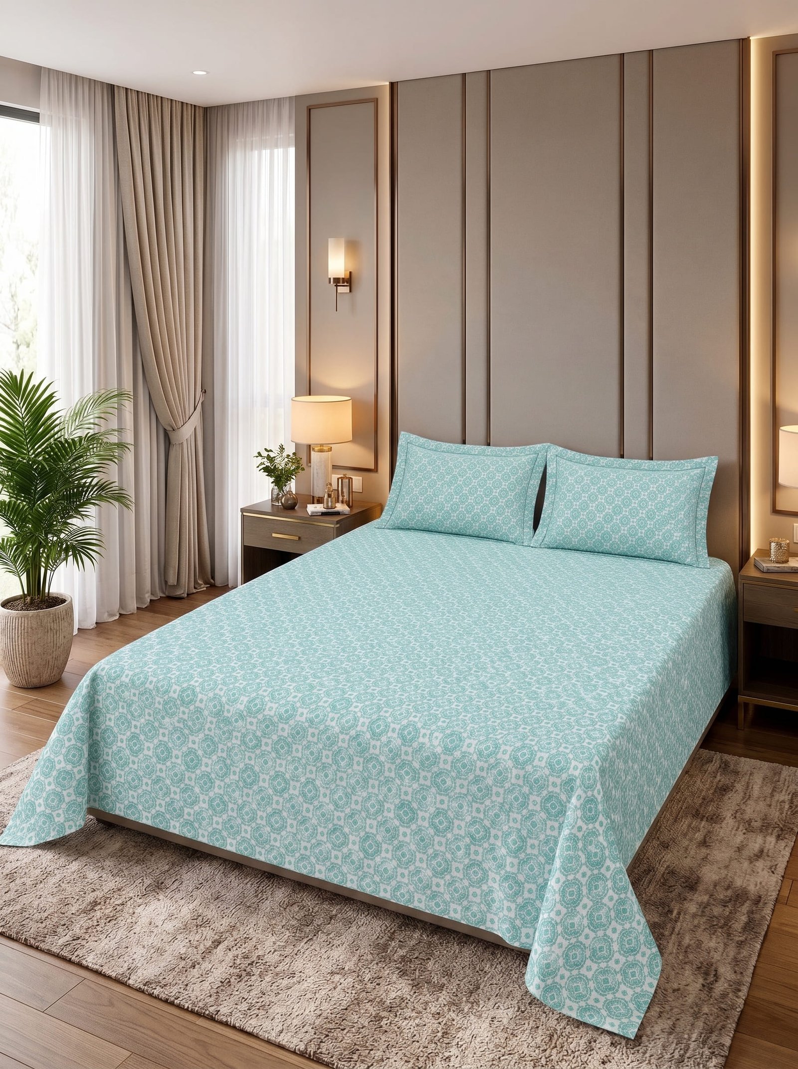 Premium Cotton King Size Bedsheet Set with 2 Pillowcases – 3 Piece Bedding Set