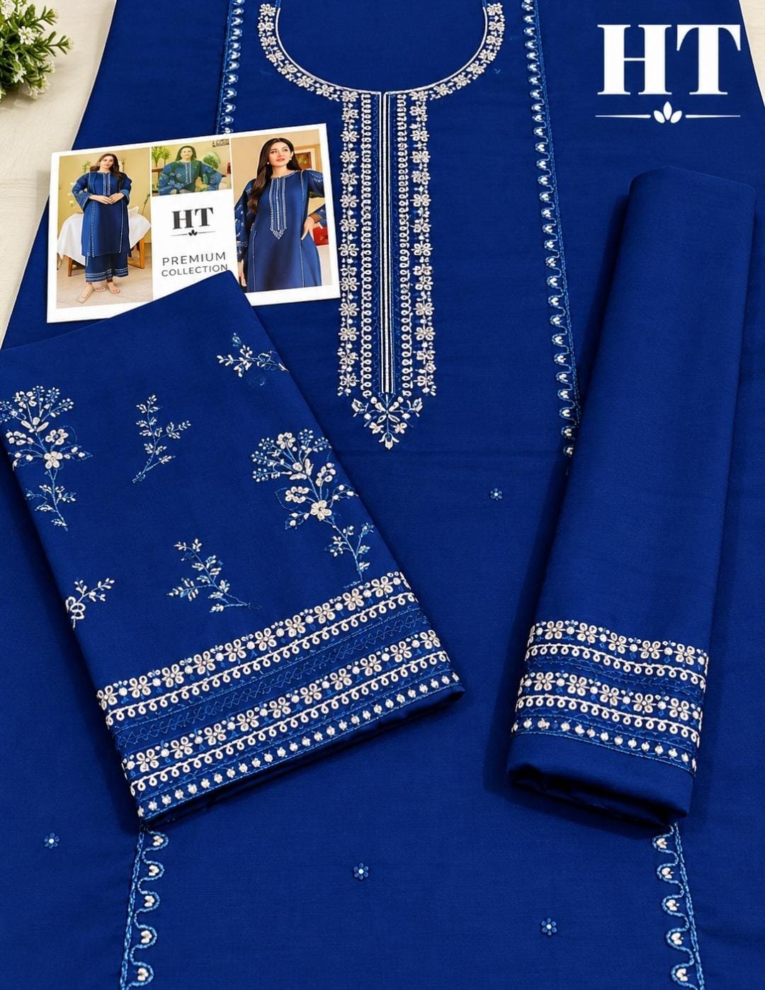 Royal Blue Premium Dhanak Embroidered 2-Piece Suit – Winter Collection 2026-27 Image 2