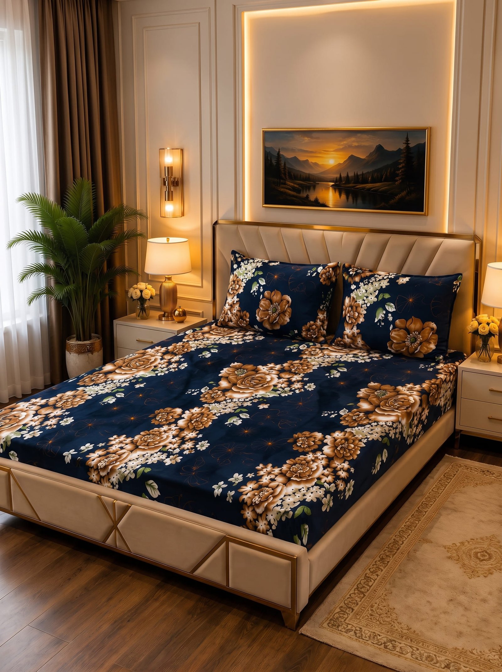 Premium 3Pc Soft Fleece Bedsheet | Elegant Designs