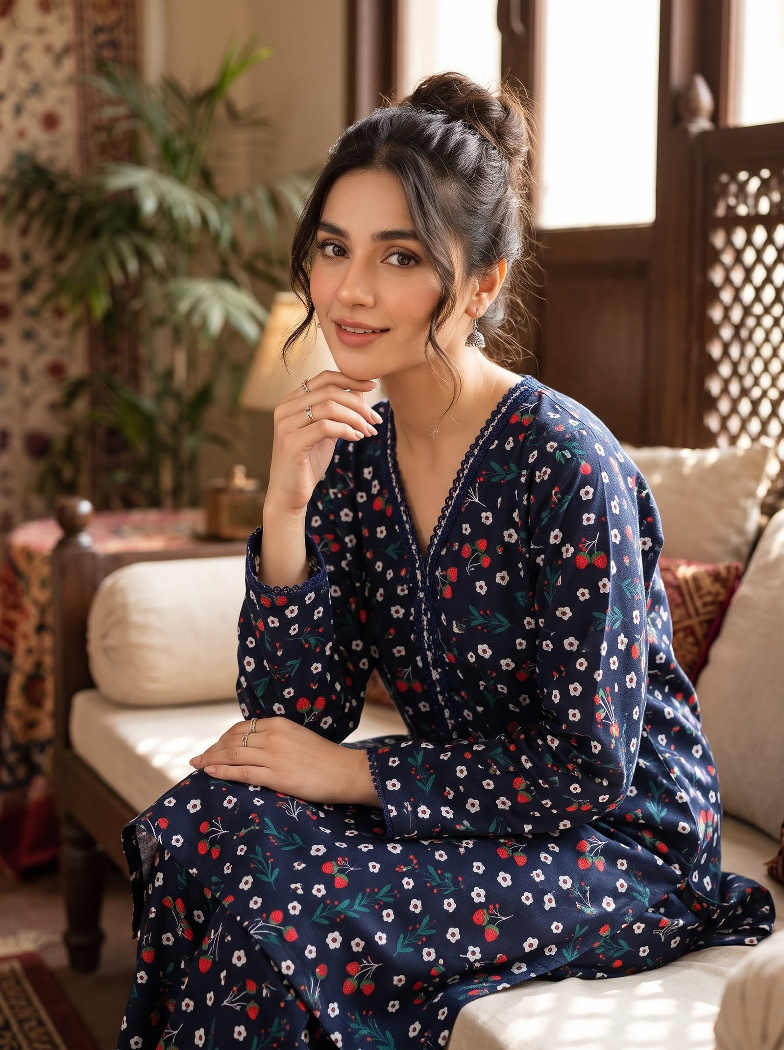 Mini Flora Print Khaddar 2 Piece Suit – Digital Printed Winter Collection