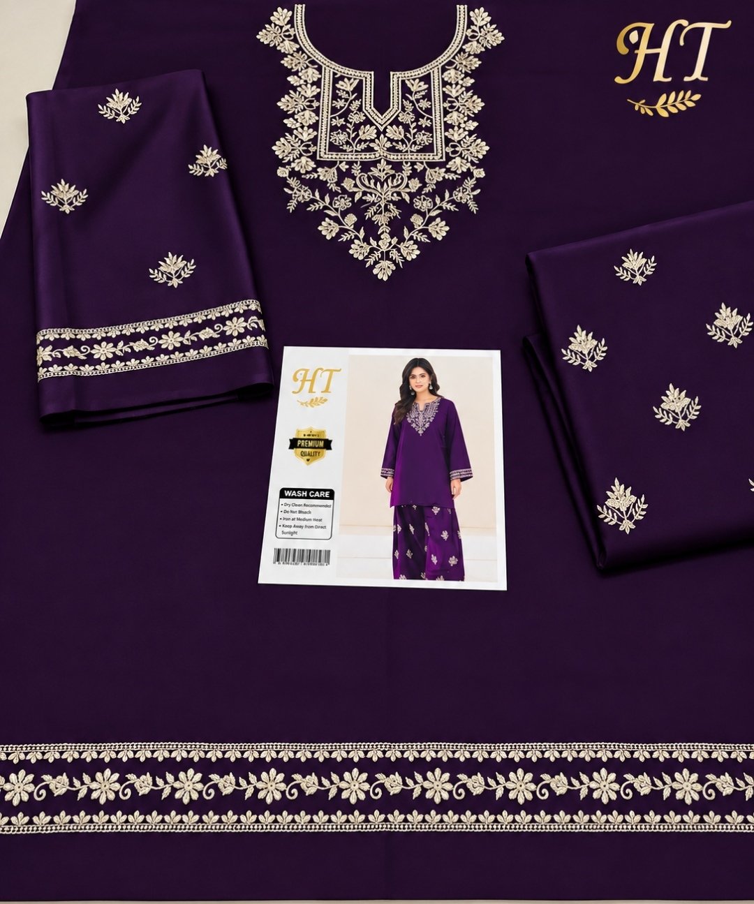 Regal Violet Premium Dhanak Embroidered 2-Piece Suit – Winter Collection 2026-27 Image 2