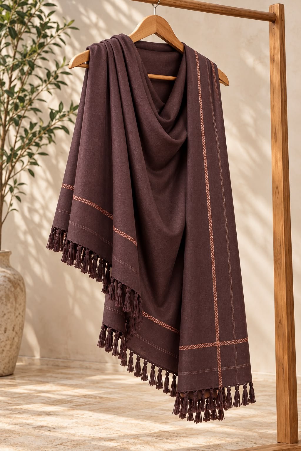 Vintage Rose Premium Soft Wool Ready-to-Wear Winter Shawl – 3 Yard Stitched Shawl