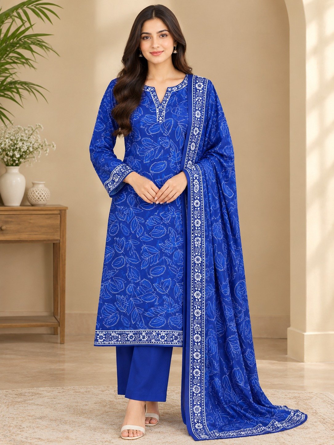Berry Bloom Linen 3 Piece Suit – Digital Printed Collection Bonanza