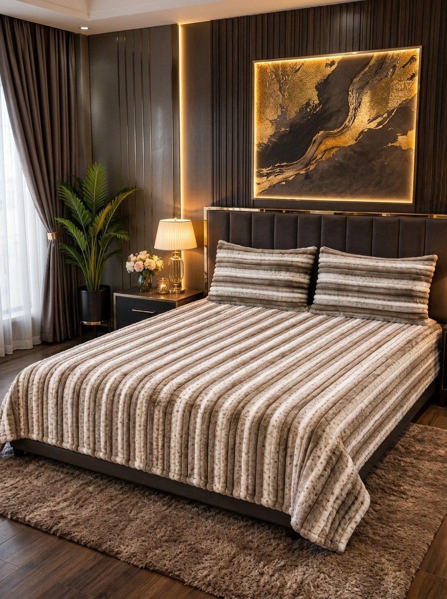 Puffy Winter Bedsheet – King Size | Soft & Cozy Printed Bedsheet with 2 Pillow Covers