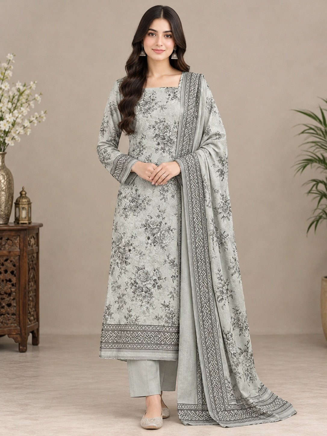 Dreamy Dusk Linen 3 Piece Suit – Digital Printed Collection Bonanza