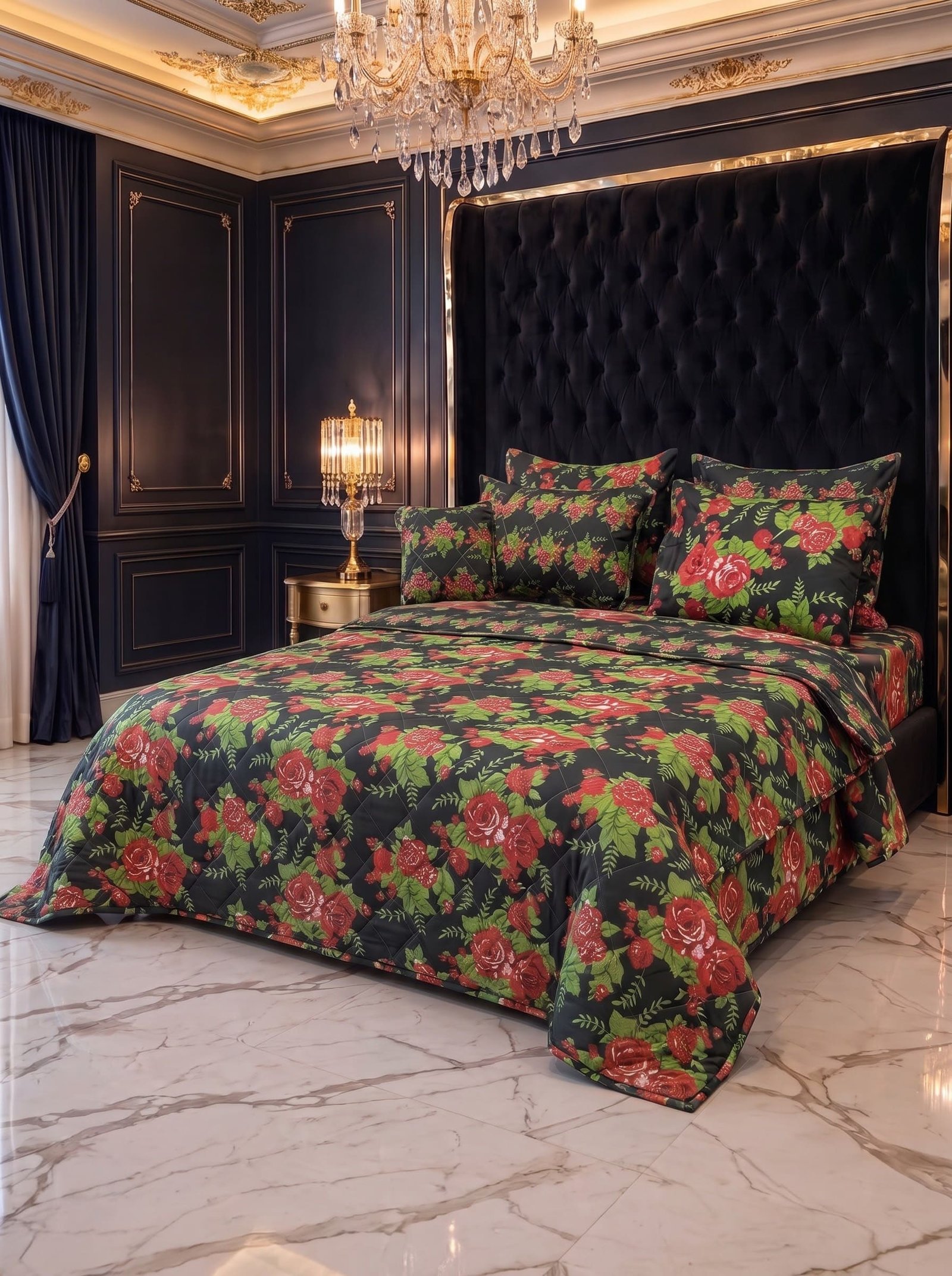 7-Piece Printed King Size Comforter Set – Cotton Mix Bedding Set