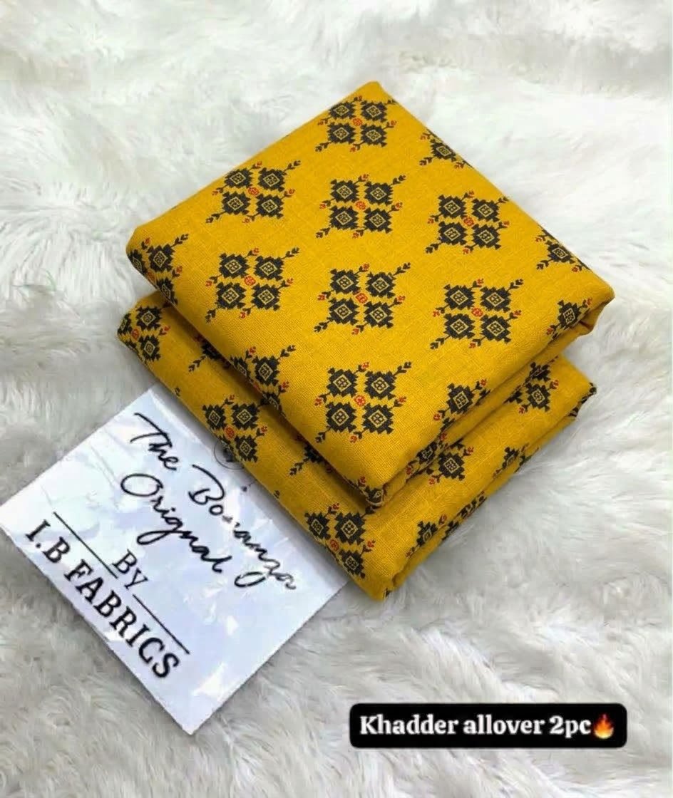 Golden Mustard Print Khaddar 2 Piece Suit – Digital Printed Winter Collection Image 2