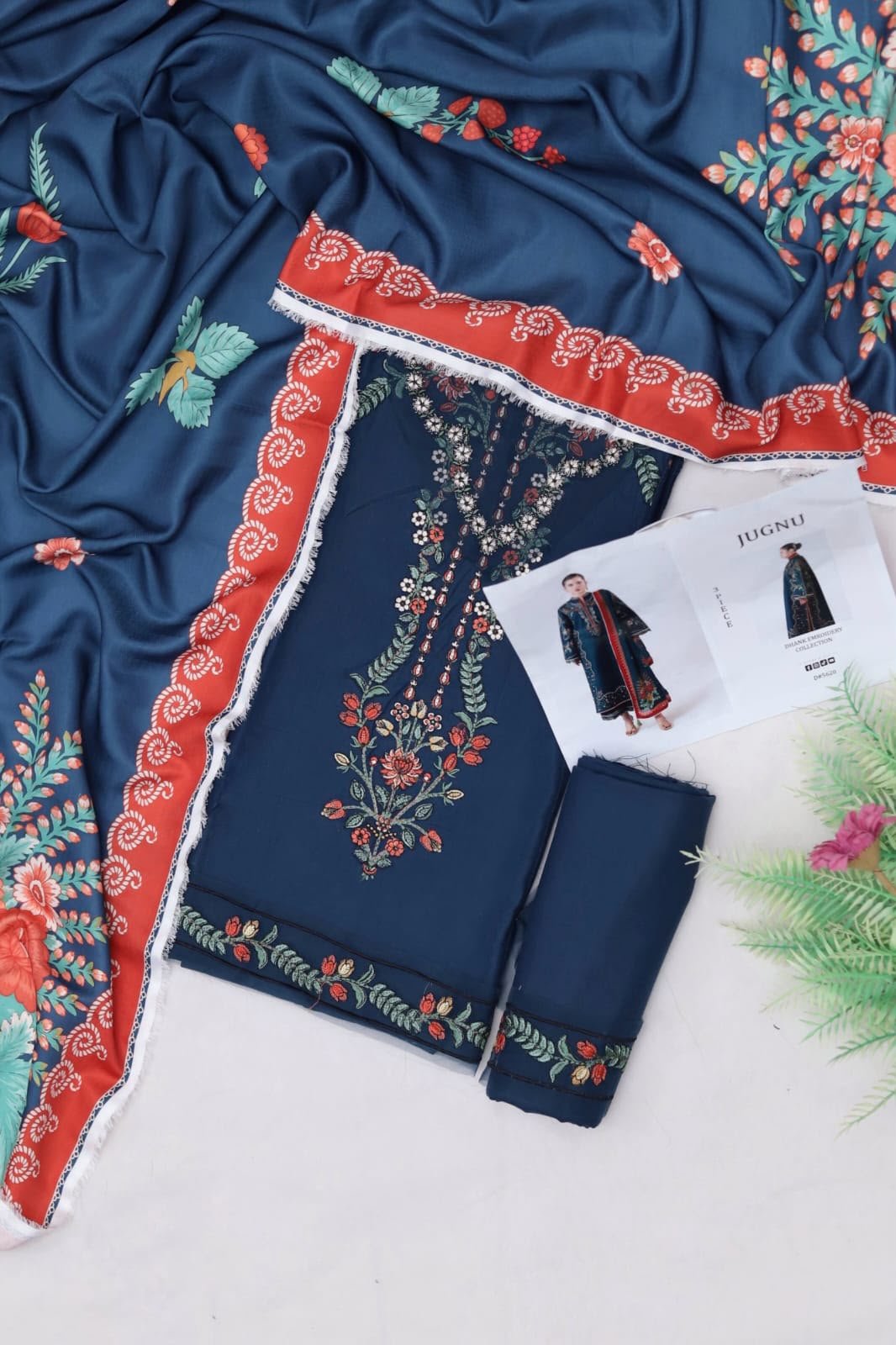 Rang-e-Bahar Embroidered Dhanak 3-Piece Suit with Digital Printed Wool Shawl Image 2