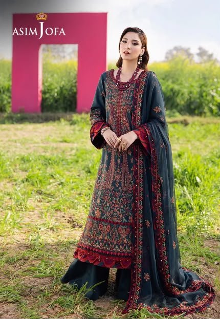 Aabroo Dhanak Embroidered 3PC Suit with Chiffon Dupatta