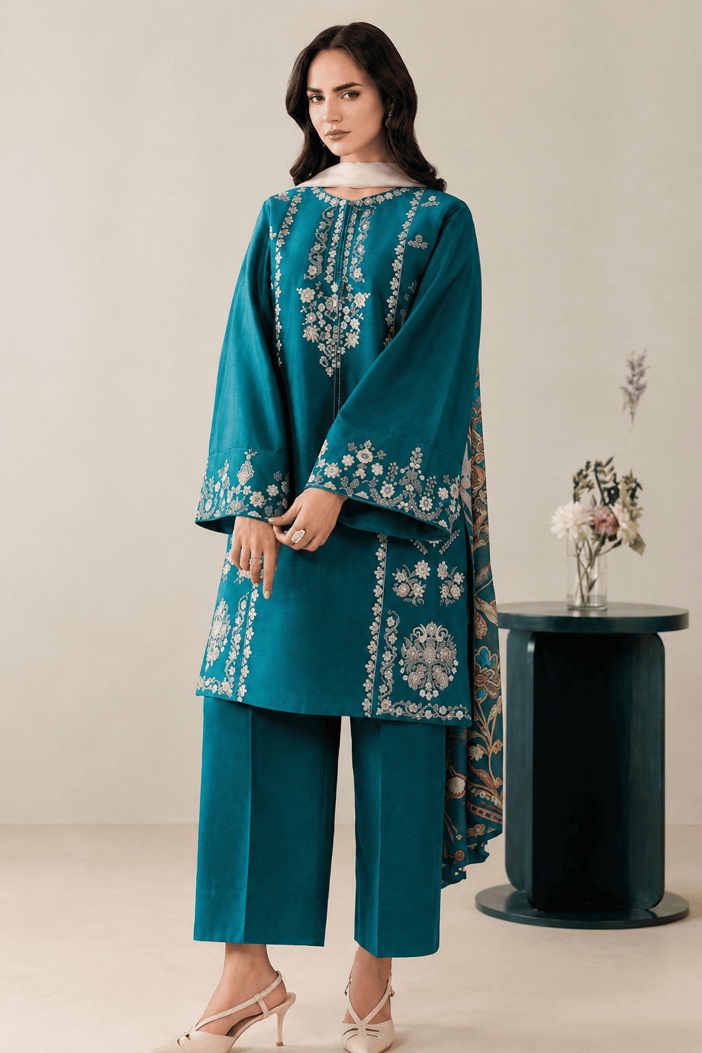 Rang-e-Neelem | Premium Dhanak 3PC Embroidered Winter Suit