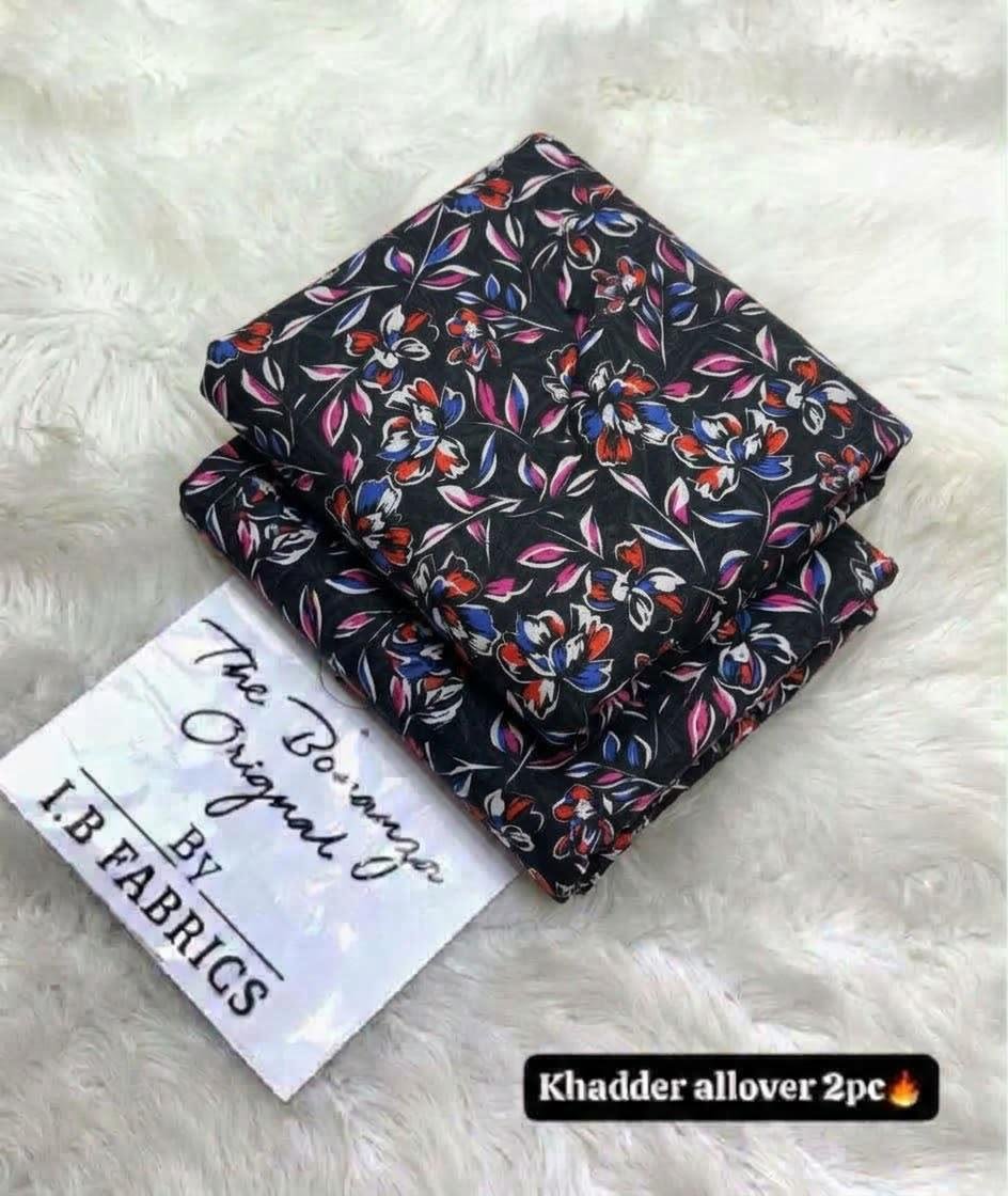 Black Floral Charm Print Khaddar 2 Piece Suit – Digital Printed Winter Collection Image 2