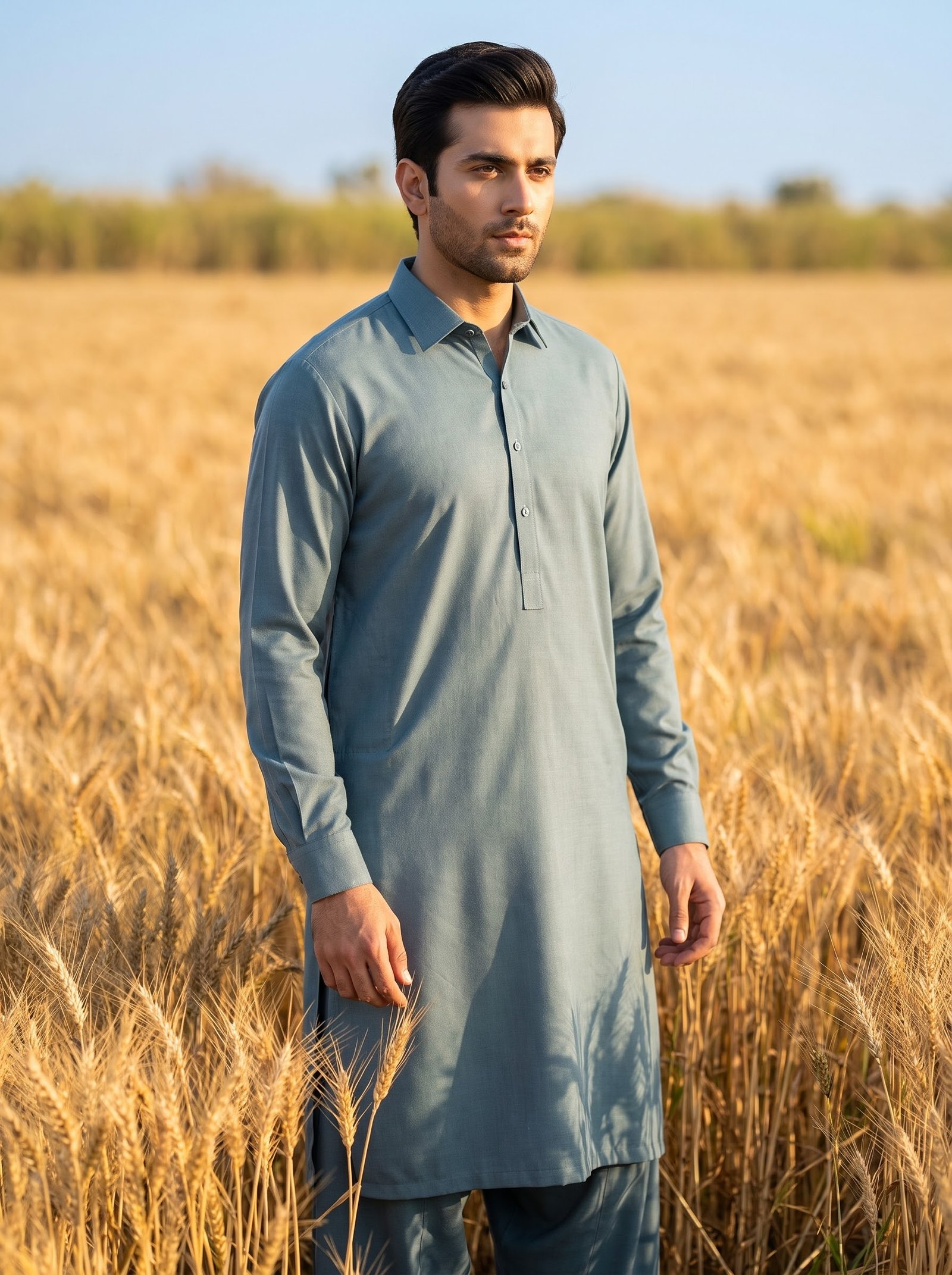 Dusty Blue Executive Wool Suit - Unstitched