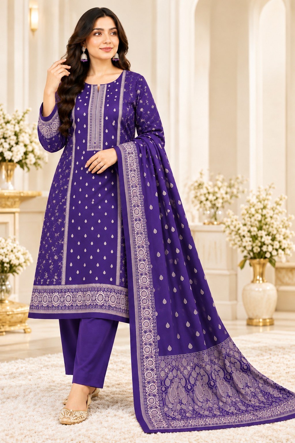 Purple Kashmira Wool Marina 3 Piece