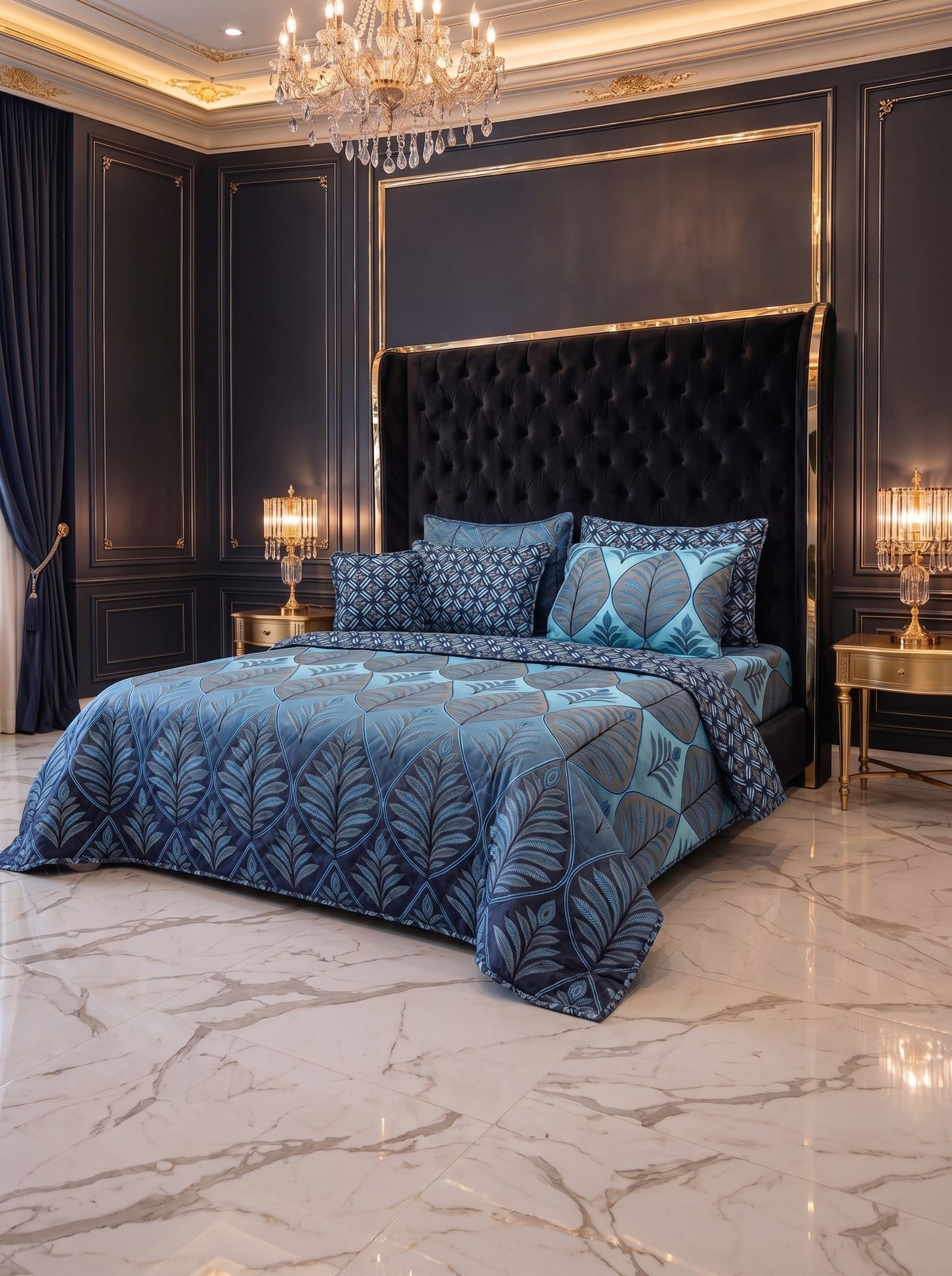 7-Piece Printed King Size Comforter Set – Cotton Mix Bedding Set