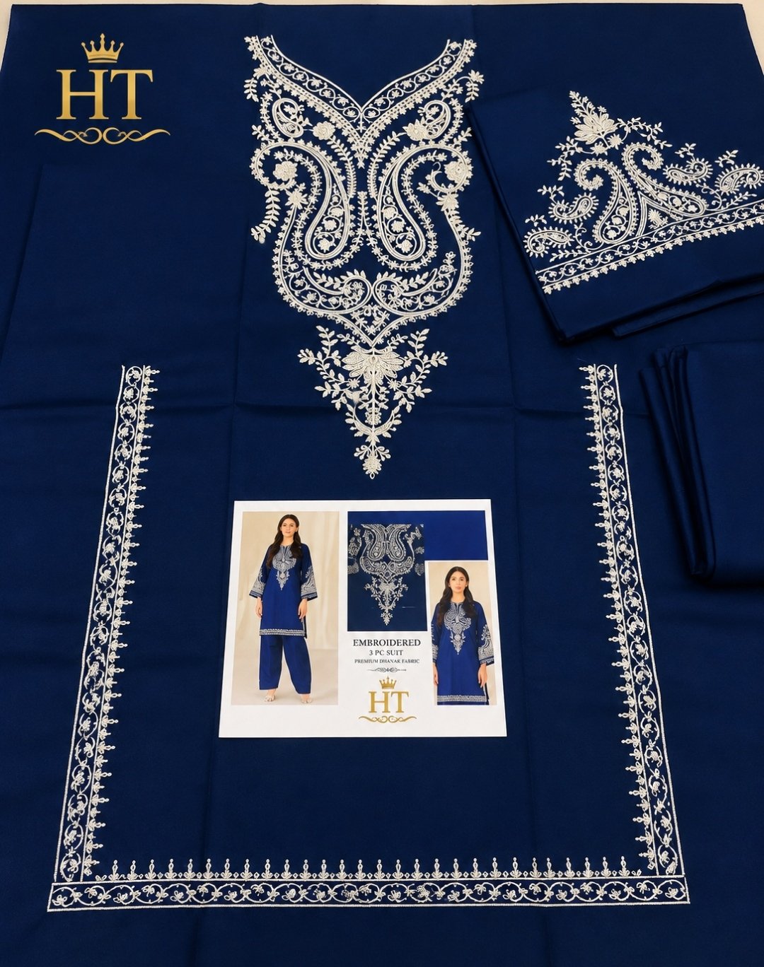 Royale Blue Premium Dhanak Embroidered 2-Piece Suit – Winter Collection 2026-27 Image 2
